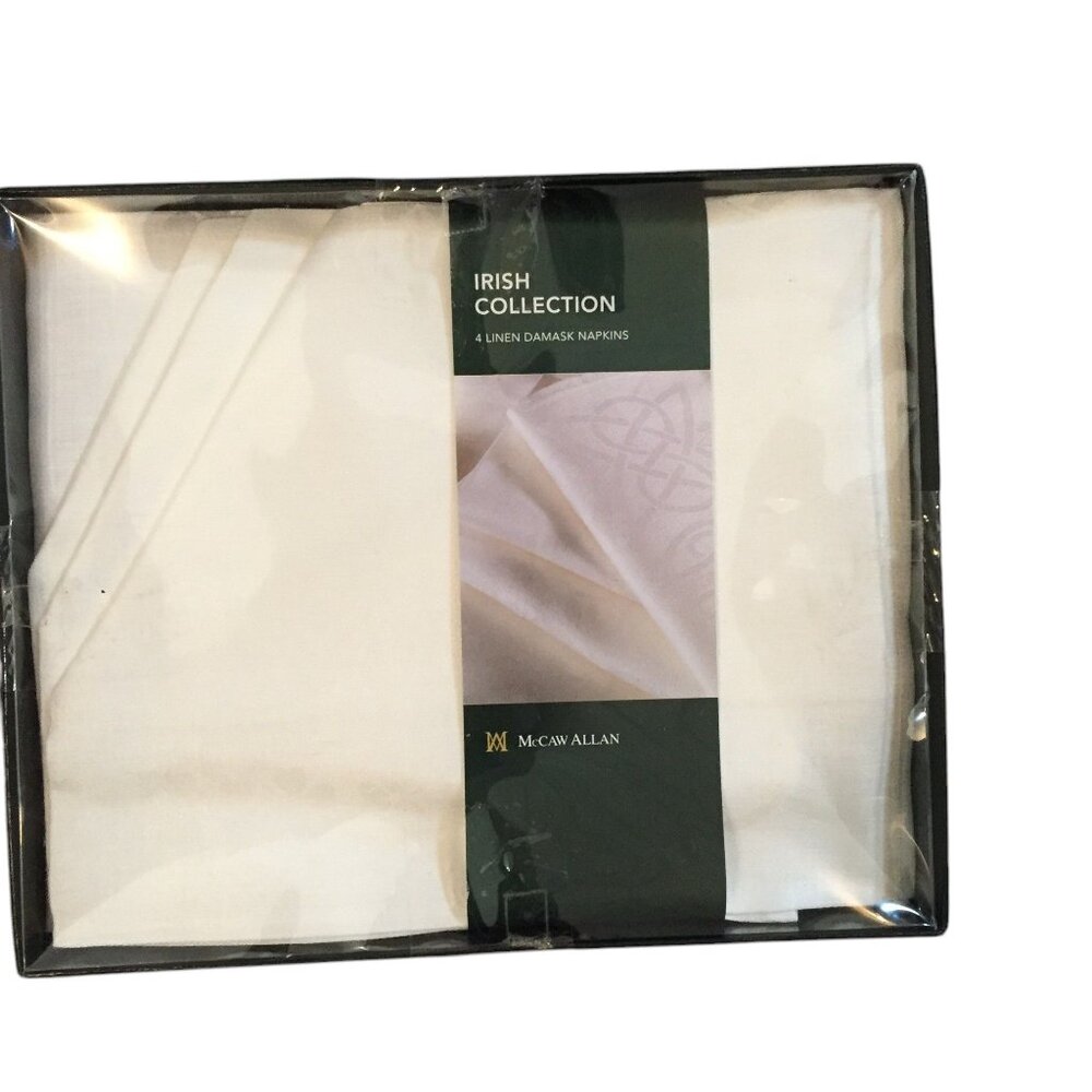 McCaw Allan Irish Collection 4 Linen Damask Napkins 18"x18" White